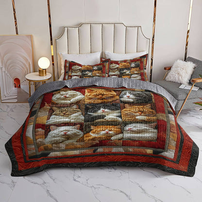 Shineful Flat Print All Season Quilt 3-Piece Set Napping Felines