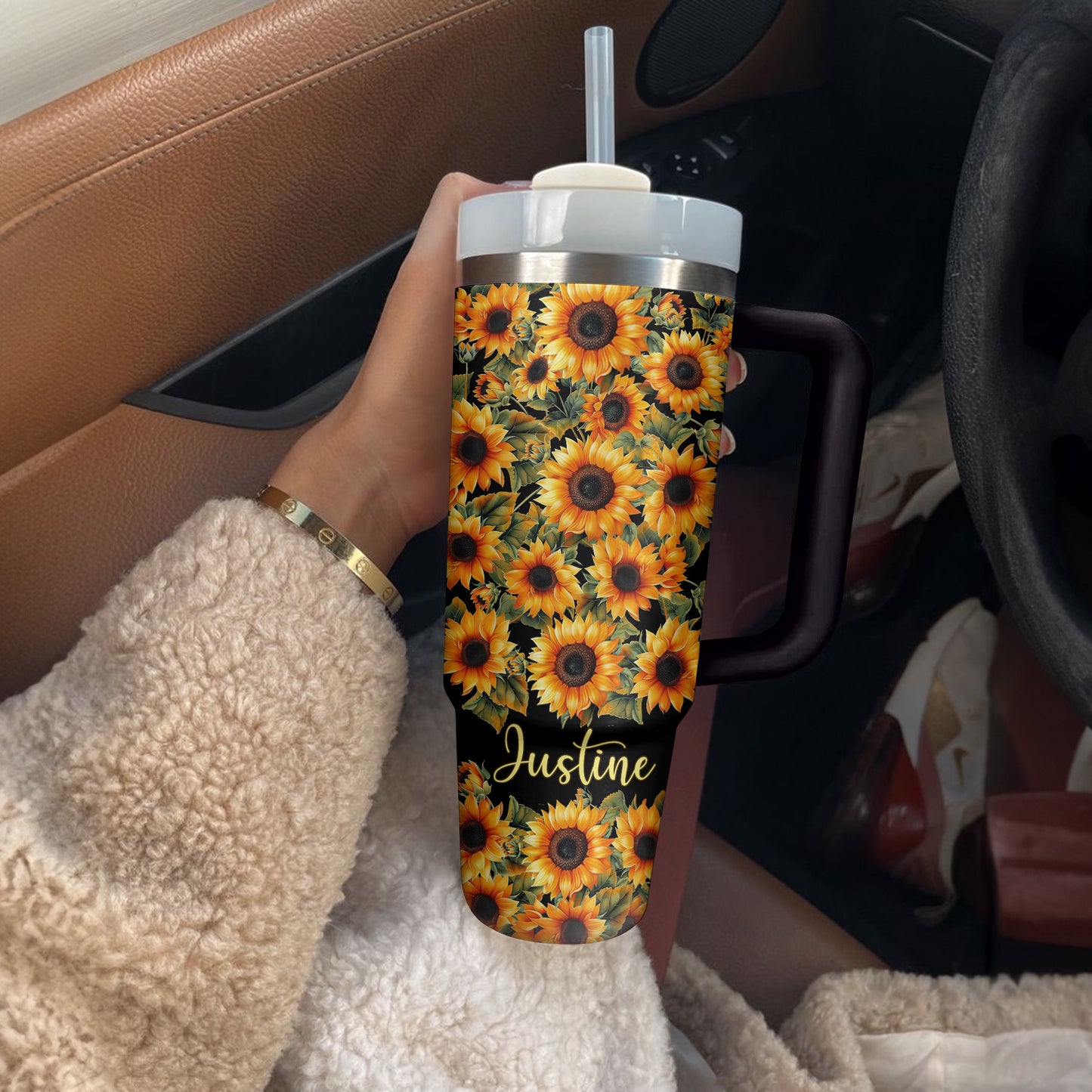 Shineful Tumbler Personalized Sunflower Sunburst Delight