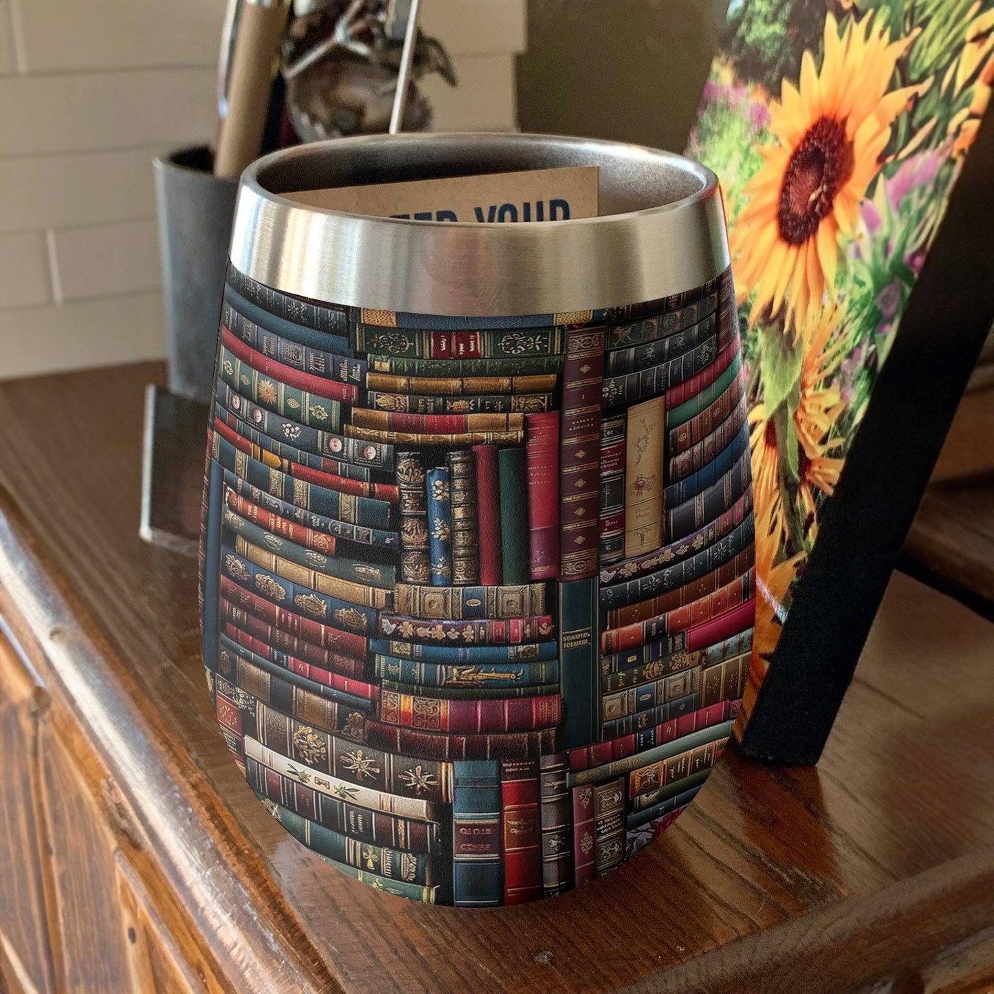 Shineful Wine Tumbler Vintage Books