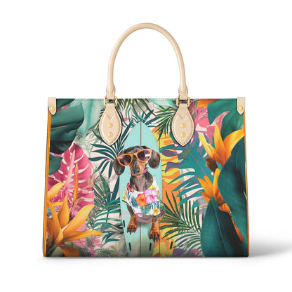 Glänzende Ledertasche Tropical Canine