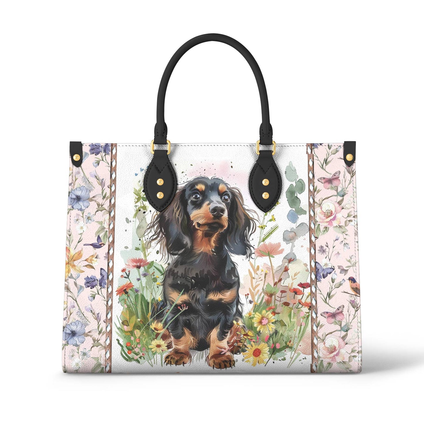 Glänzende Ledertasche Floral Pup