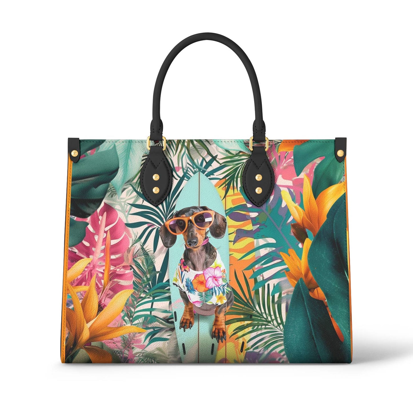 Glänzende Ledertasche Tropical Canine