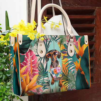 Glänzende Ledertasche Tropical Canine