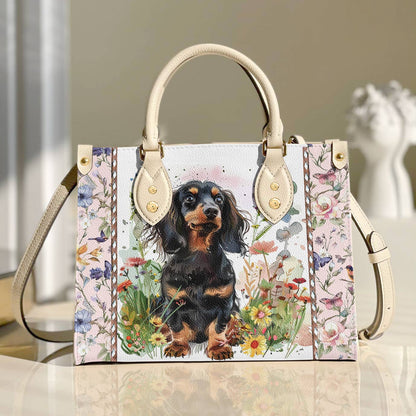 Glänzende Ledertasche Floral Pup