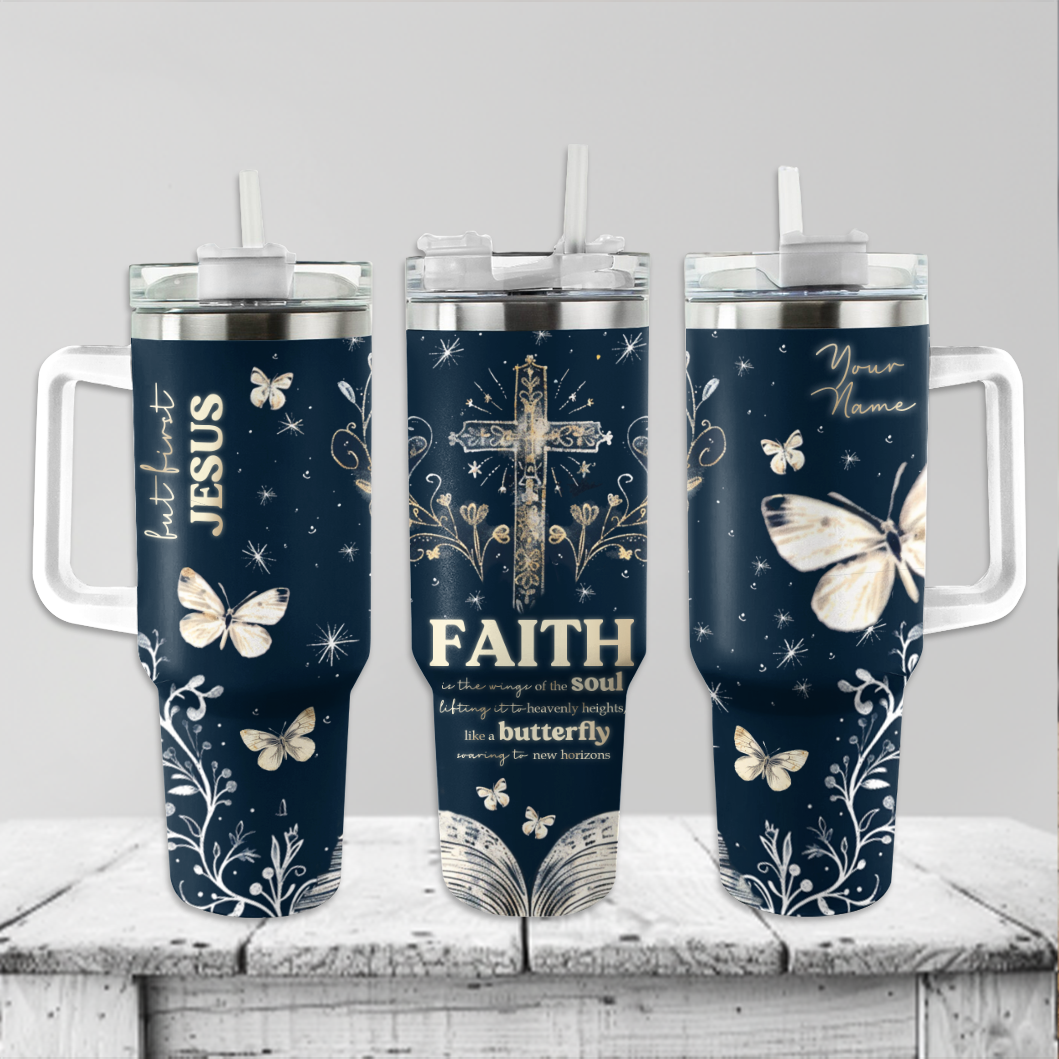 Shineful Tumbler Shineful Tumbler Personalized Bible Verse Butterflies KL30