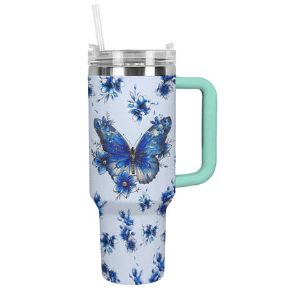 Shineful Tumbler Blue Flower Butterfly