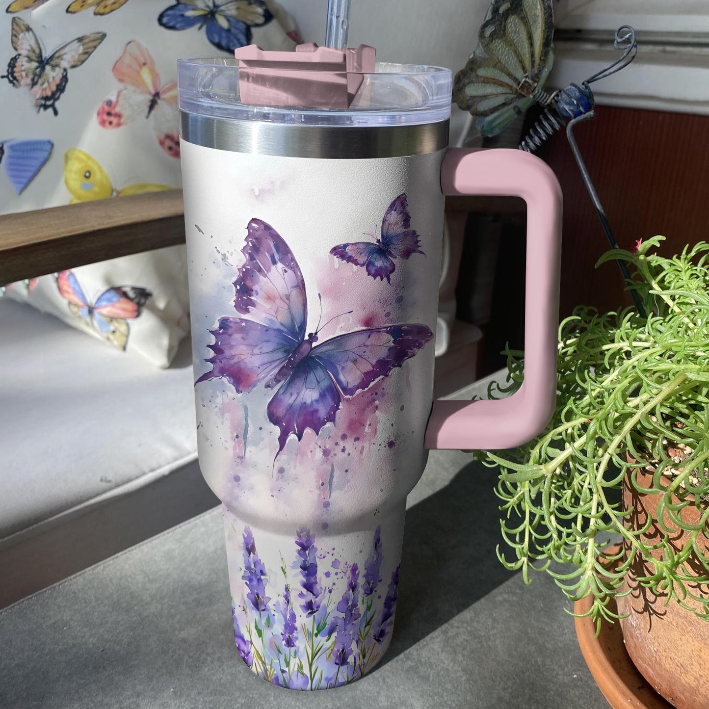 Shineful Tumbler Purple Lavender Butterfly