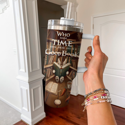 Shineful Tumbler Reading Lover White Rabbit In Bookland