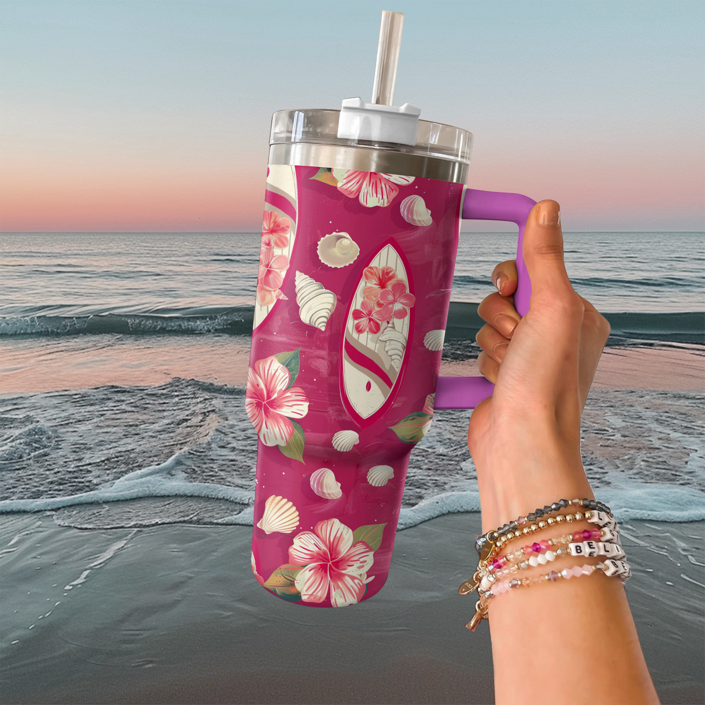 Shineful Tumbler Pink Surfing Boards