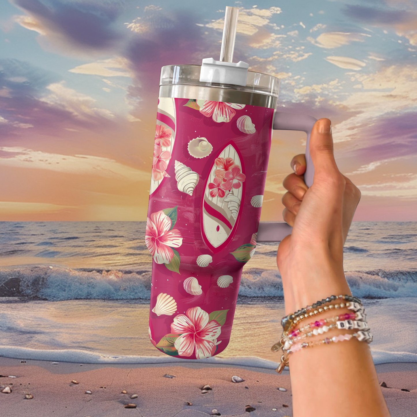 Shineful Tumbler Pink Surfing Boards