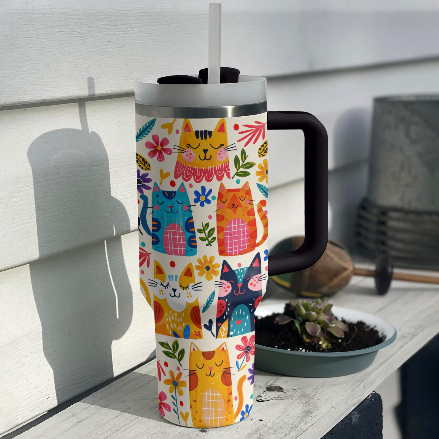 Shineful Tumbler Cat Floral Feline Fiesta