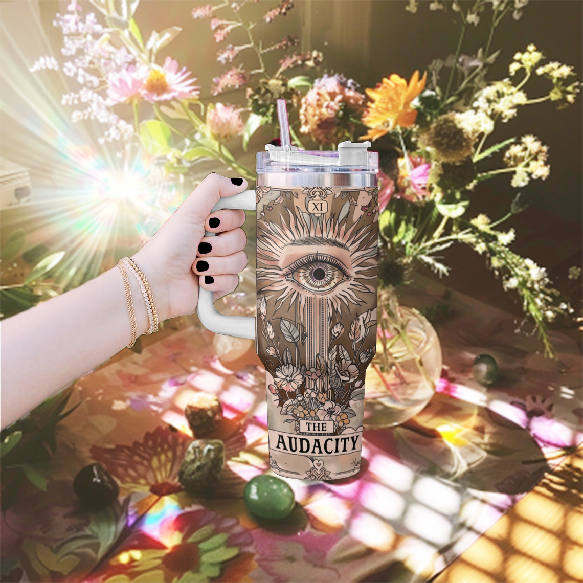 Shineful Tumbler The Audacity Tarot Card Skeleton KL30