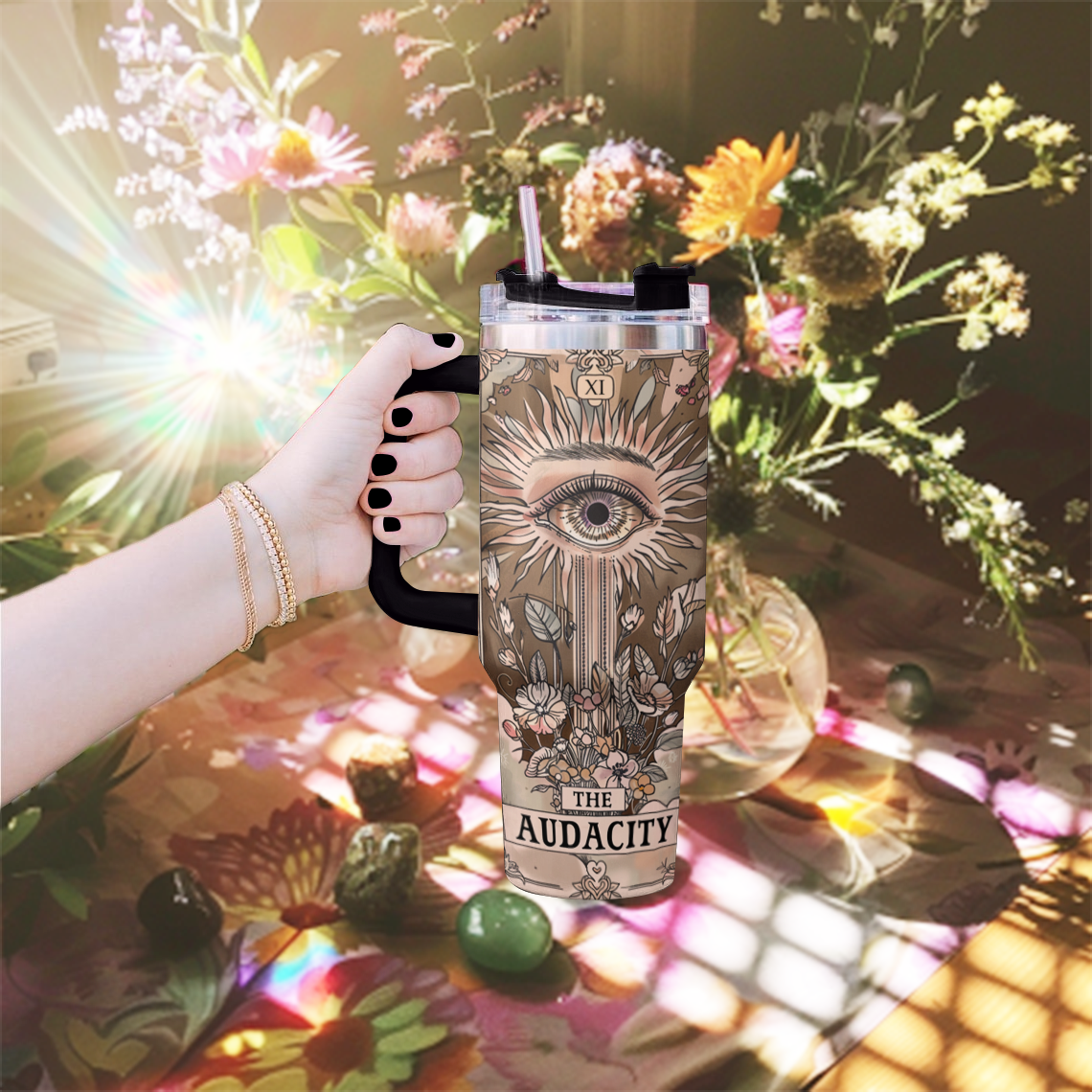 Shineful Tumbler The Audacity Tarot Card Skeleton KL30