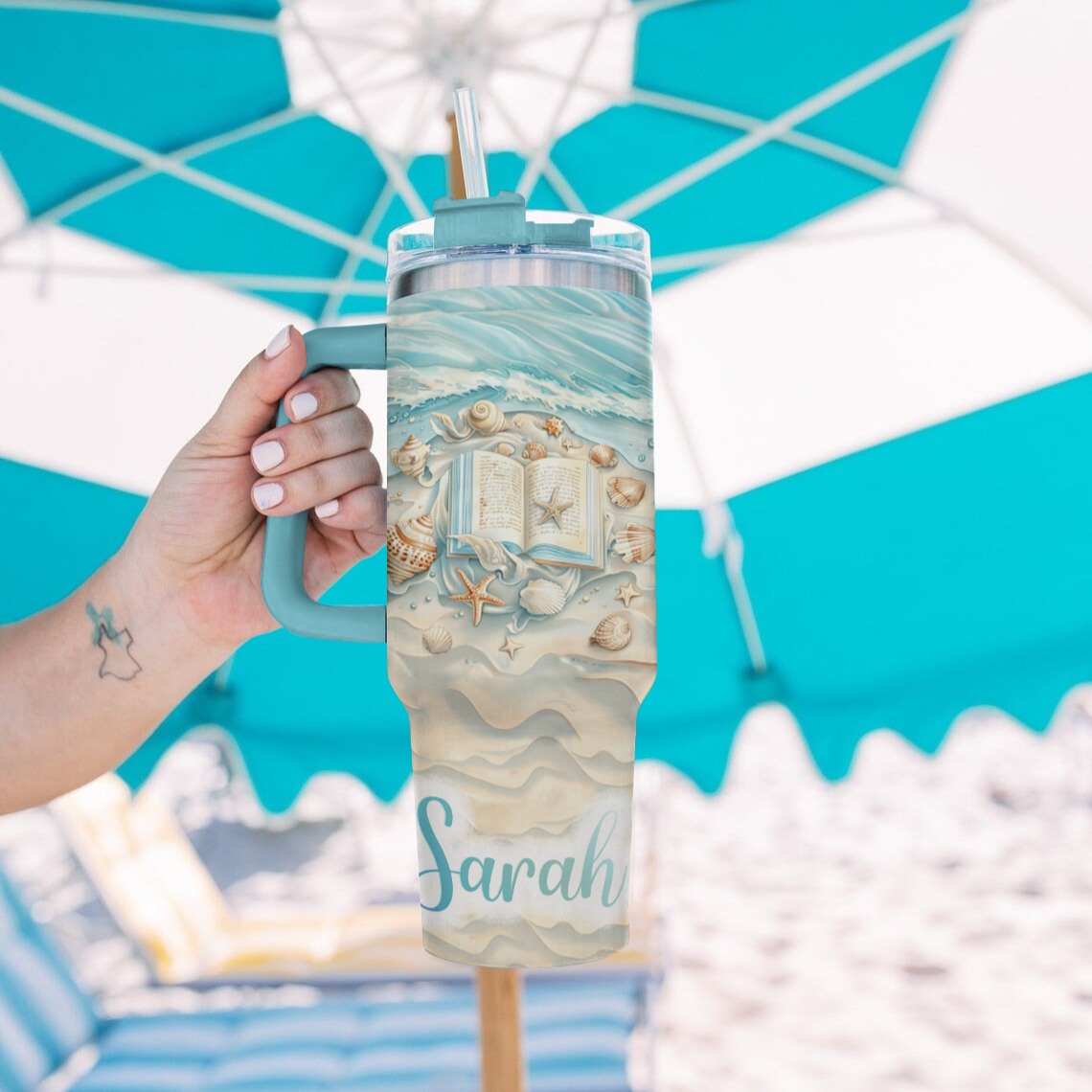 Shineful Tumbler Personalized Reading Lover Sea Lover Gorgeous Summer