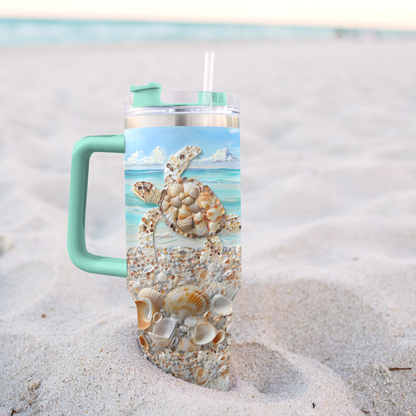 Shineful Tumbler Seashell Turtle Serenity