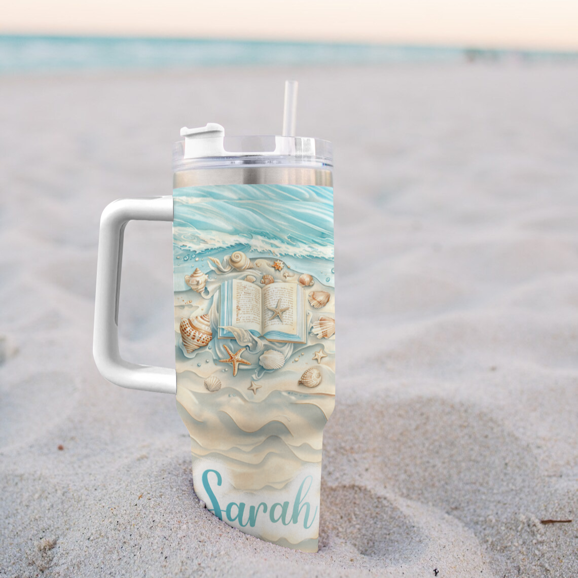 Shineful Tumbler Personalized Reading Beach Lover Lost In Pages Found By Ocean