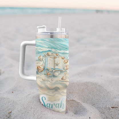 Shineful Tumbler Personalized Reading Beach Lover Lost In Pages Found By Ocean