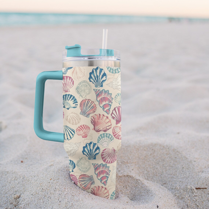 Shineful Tumbler Blue & Pink Colorful Seashells