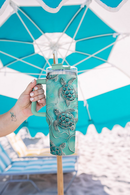 Shineful Glossy Tumbler Enchanting Turquoise Sea Turtles