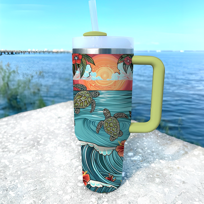 Shineful Tumbler Turtle Sunset Tranquility