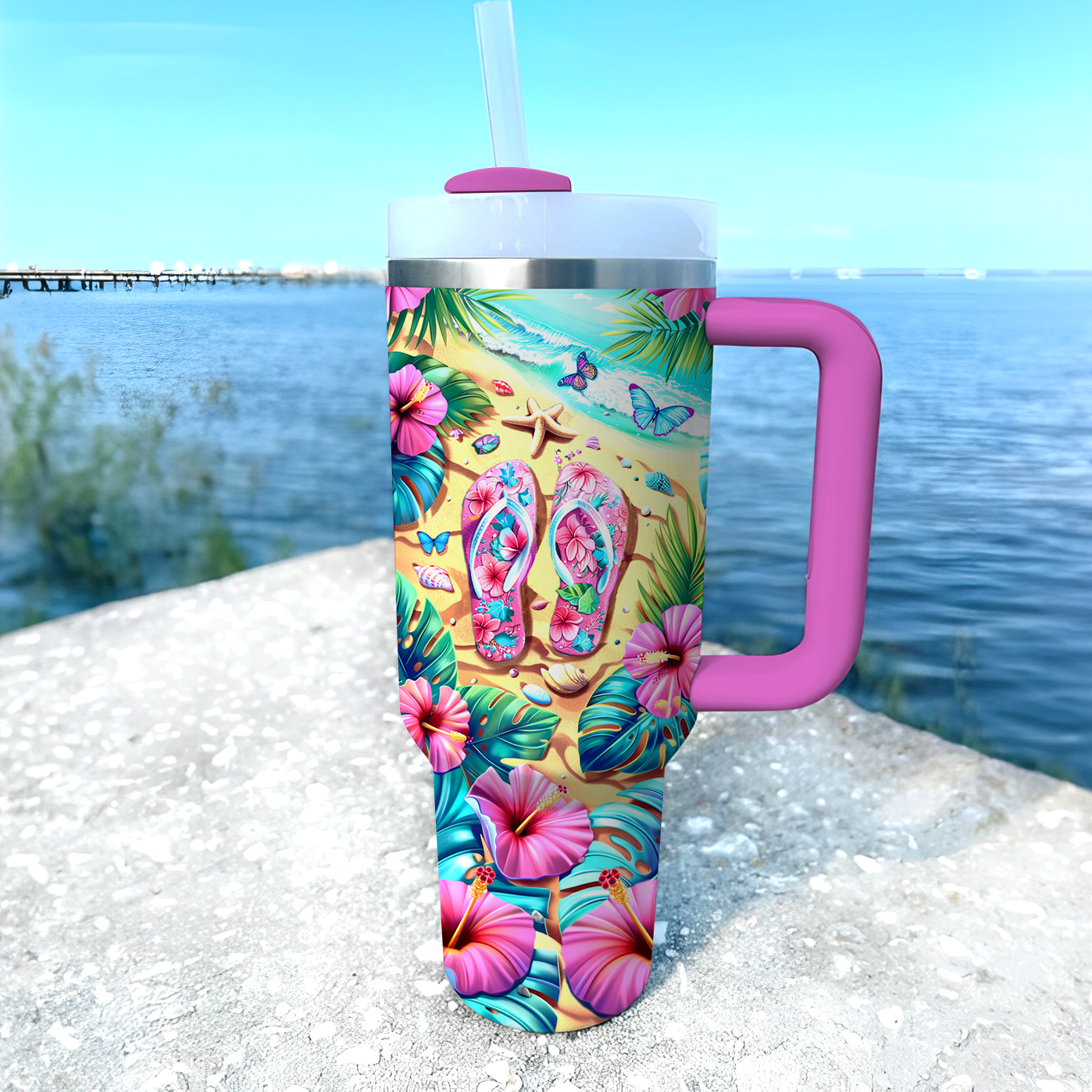 Shineful Tumbler Tropical Pink Flipflop