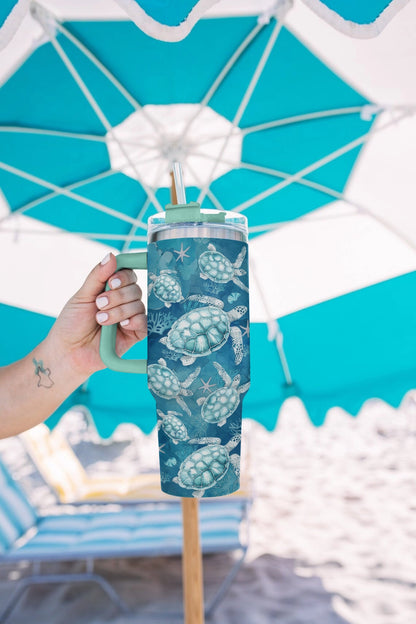 Shineful Tumbler Teal Ocean Turtle