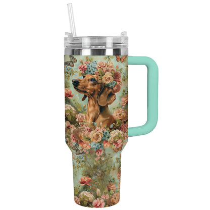 Shineful Tumbler Dachshund Floral Delight