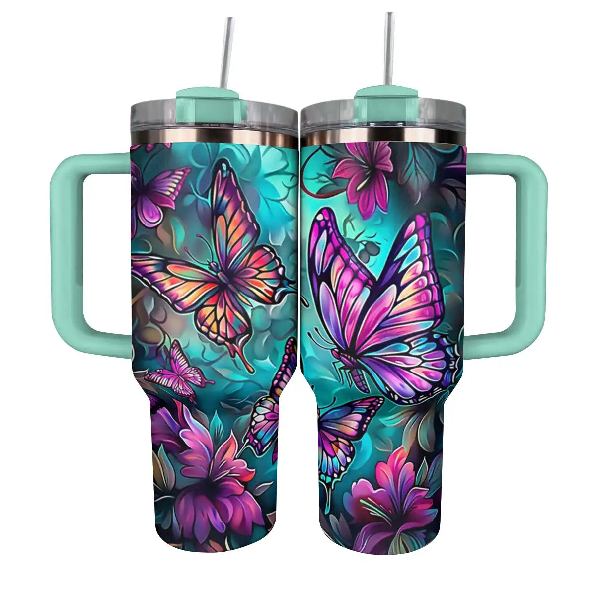 Shineful Glossy Tumbler Vibrant Butterflies