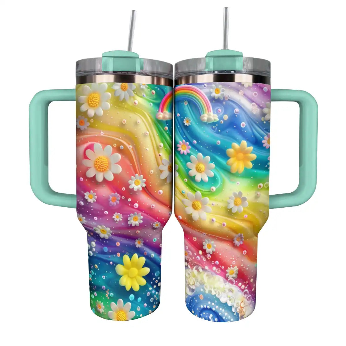 Shineful Glossy Tumbler Rainbow Daisies