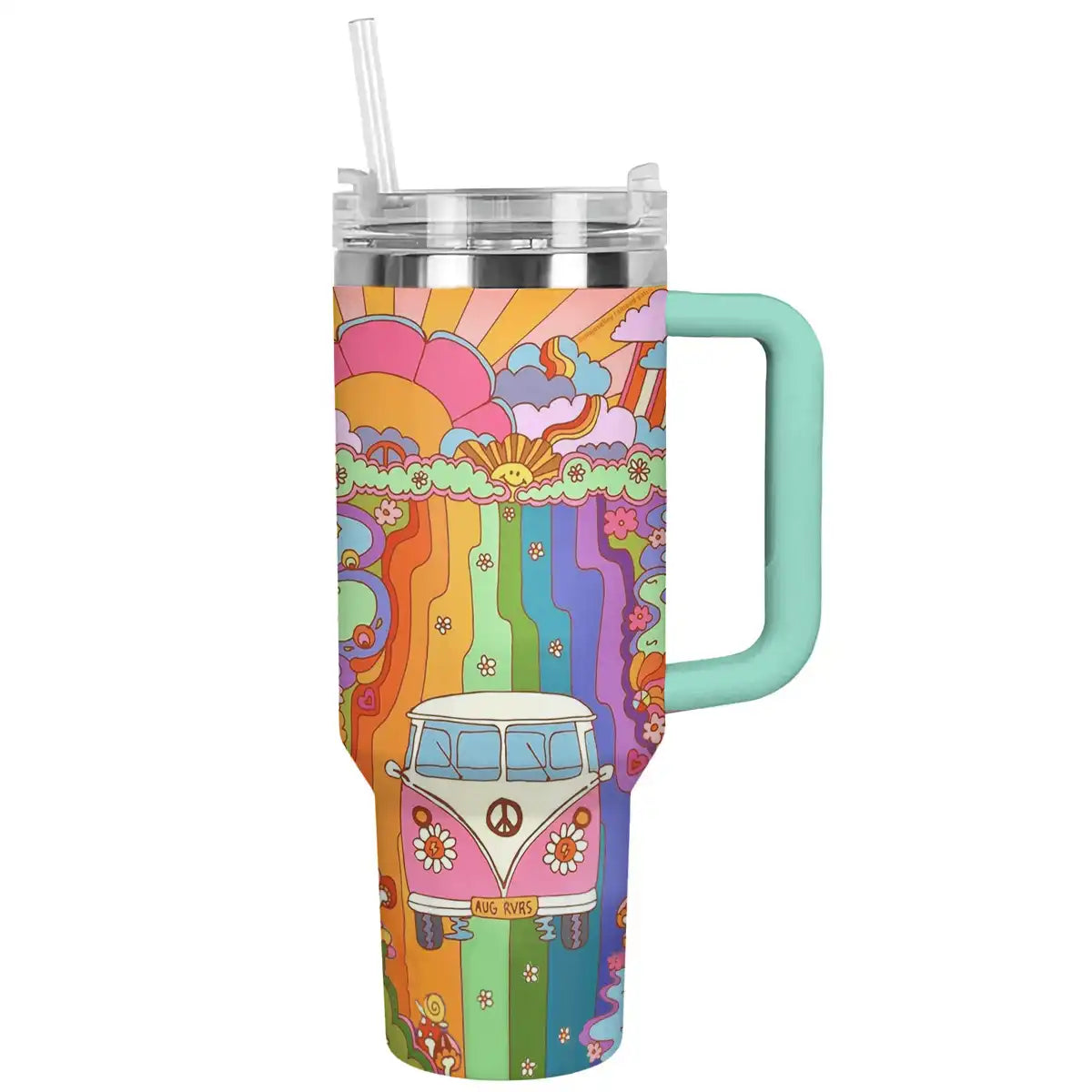 Glänzender Becher Rainbow Hippie Van