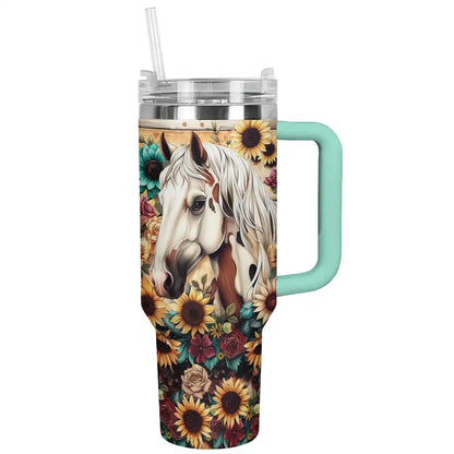 Gobelet brillant motif cheval floral