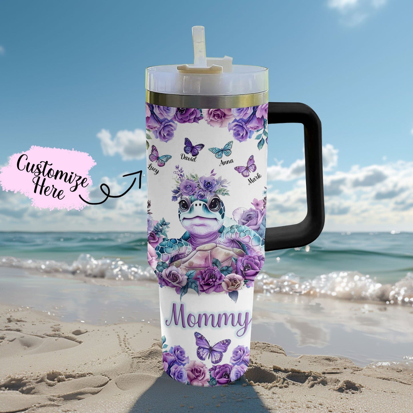 Shineful Tumbler Personalized Turtle Love Mom