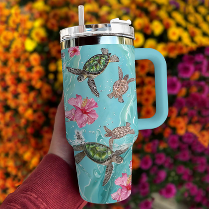 Shineful Tumbler Sea Turtle Hibiscus