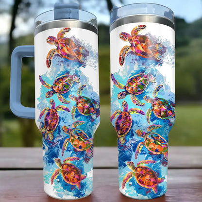 Shineful Tumbler Sea Turtle Colorful Flow