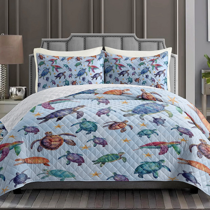 Shineful Turtle Quilt 3-Piece Set Turtle Flow