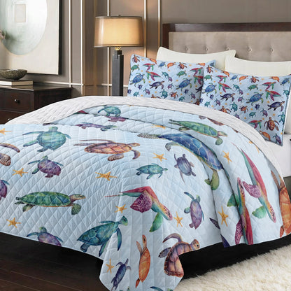 Shineful Turtle Quilt 3-Piece Set Turtle Flow