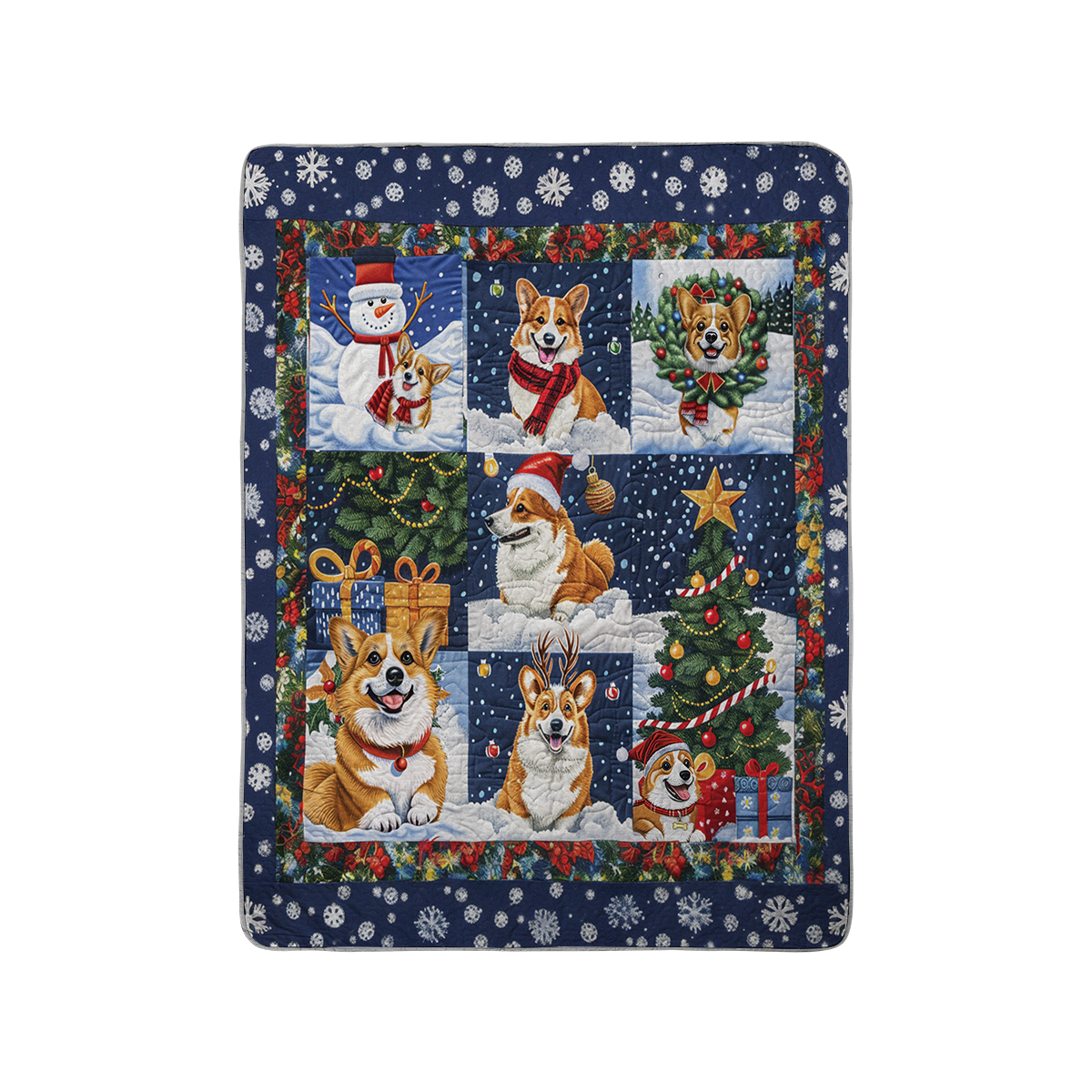 Shineful All Season Quilt 3-Piece Set Christmas Corgi Love