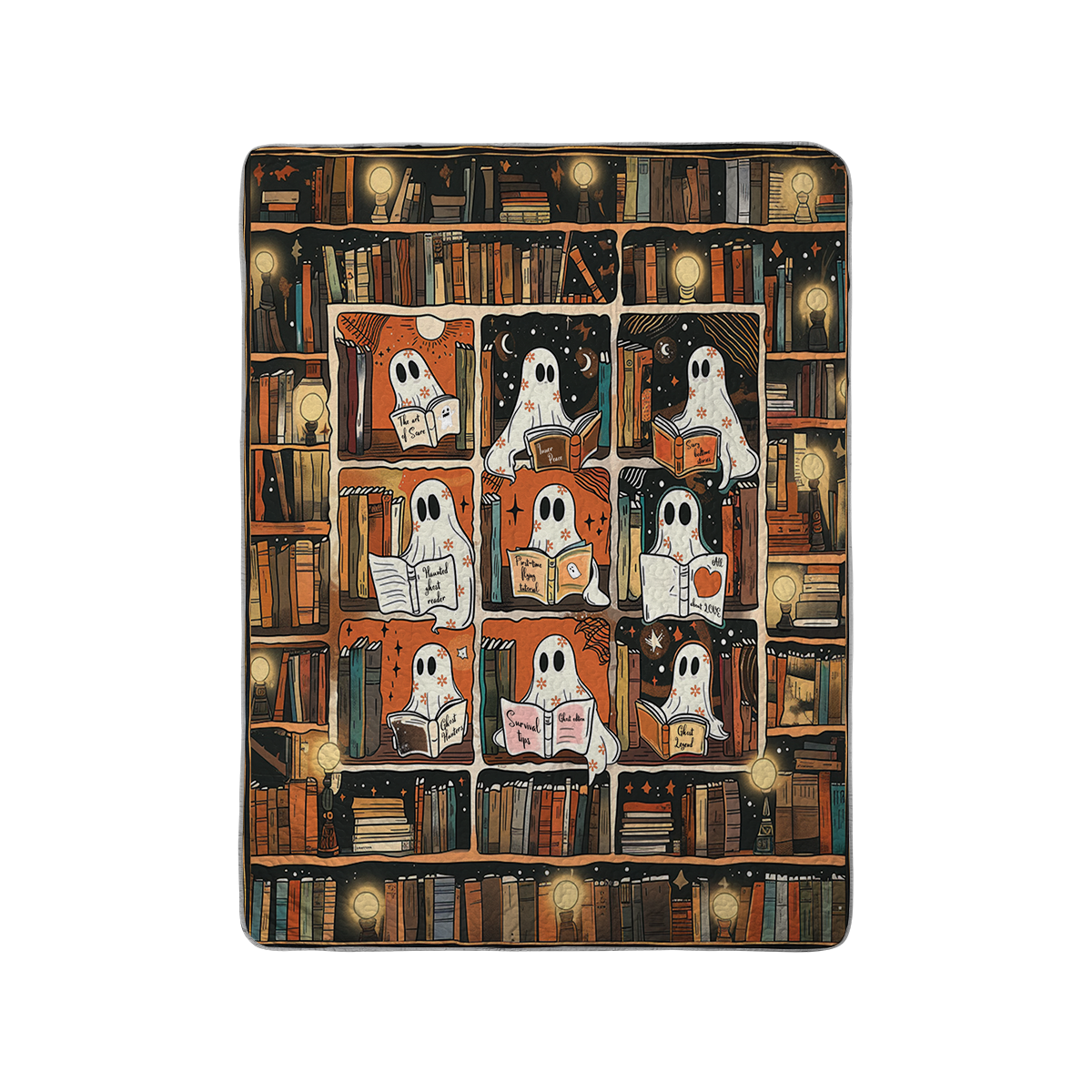 Shineful All Season Quilt 3-Piece Set Spooky Ghost Readers