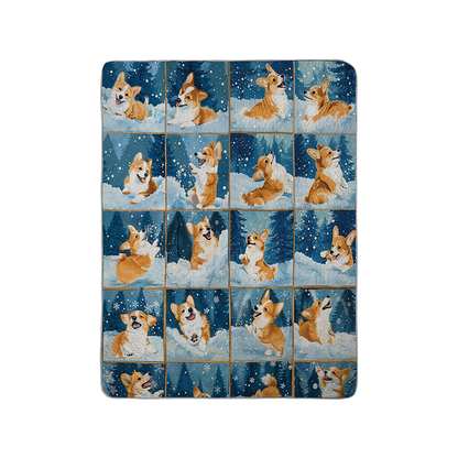 Shineful All Season Quilt 3-Piece Set Winter Corgi Joy