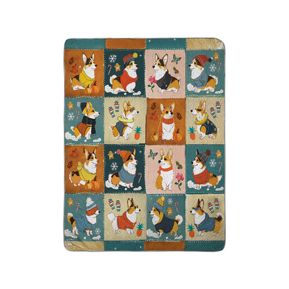 Shineful All Season Quilt 3-Piece Set Four Seasons Corgi Charm