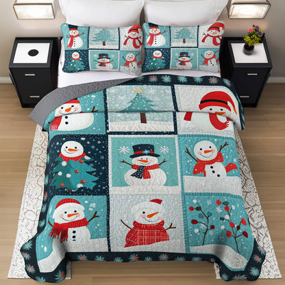 Shineful All Season Quilt 3-Piece Set Joy Snowman