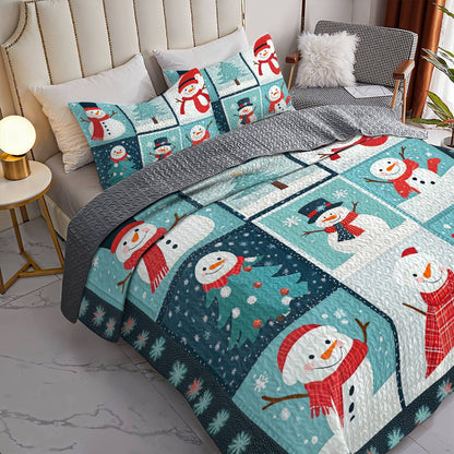 Shineful All Season Quilt 3-Piece Set Joy Snowman