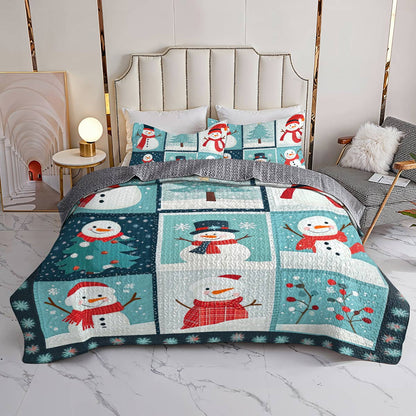 Shineful All Season Quilt 3-Piece Set Joy Snowman