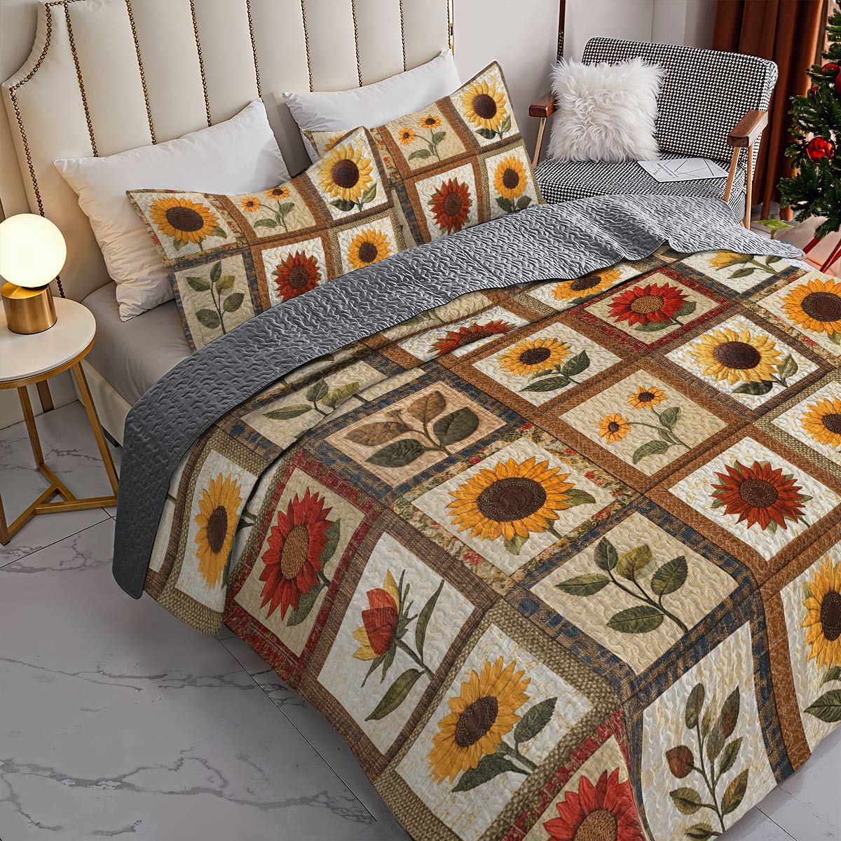 Shineful All Season Quilt 3-Piece Set Refined Sunflowers