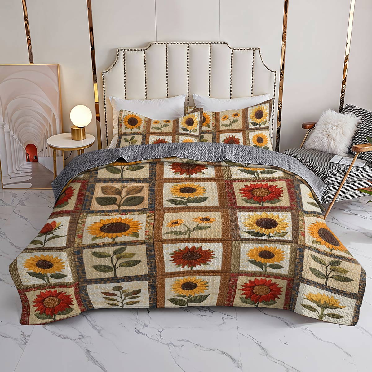 Shineful All Season Quilt 3-Piece Set Refined Sunflowers