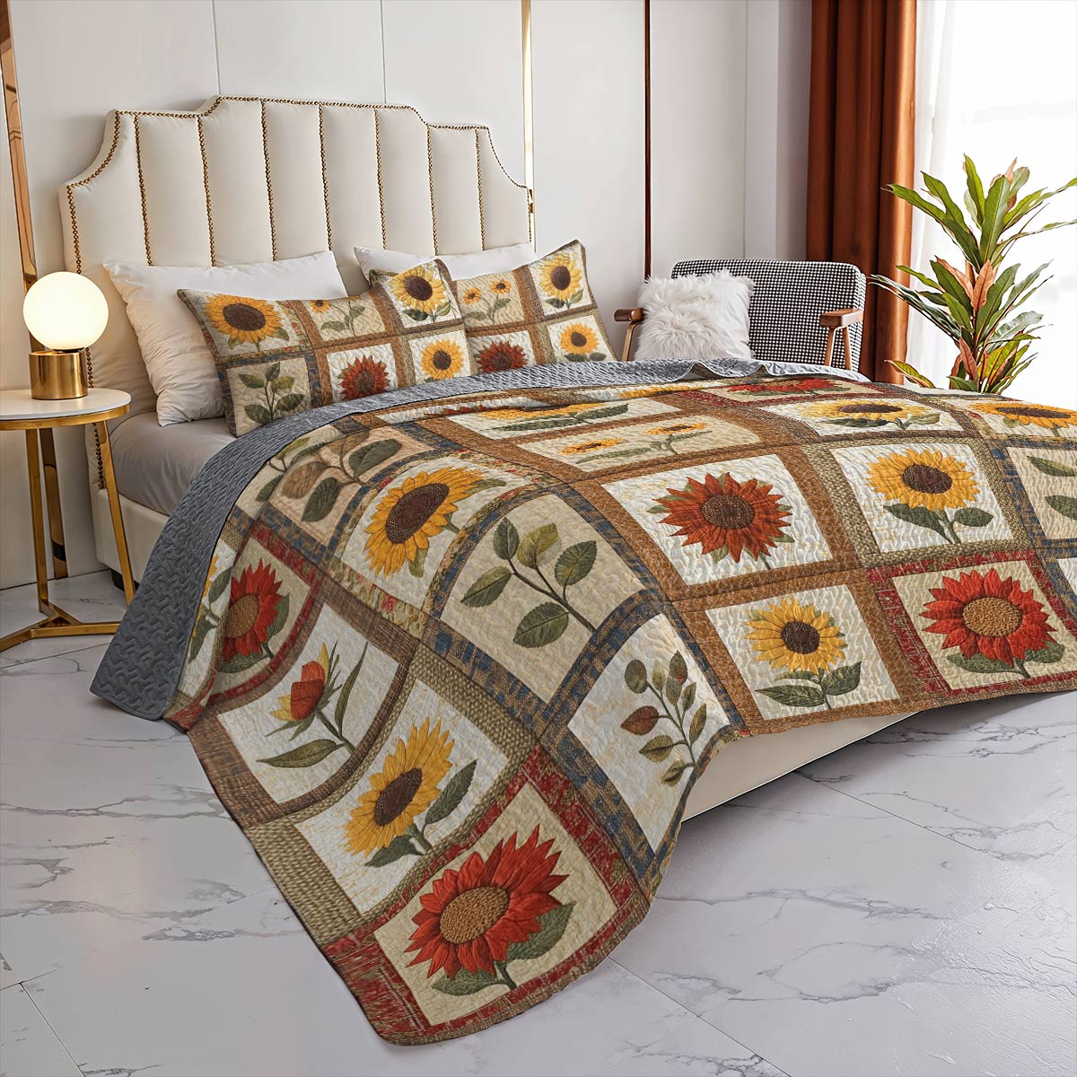 Shineful All Season Quilt 3-Piece Set Refined Sunflowers