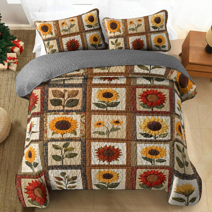 Shineful All Season Quilt 3-Piece Set Refined Sunflowers