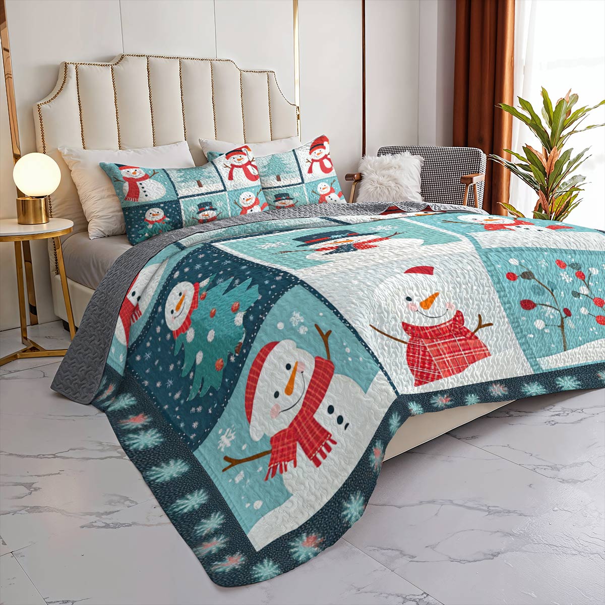 Shineful All Season Quilt 3-Piece Set Joy Snowman