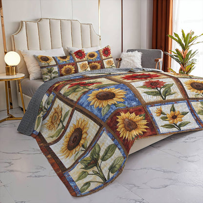 Shineful All Season Quilt 3-Piece Set Classy Sunflowers