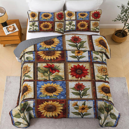 Shineful All Season Quilt 3-Piece Set Classy Sunflowers